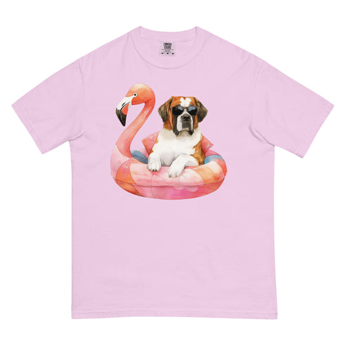 St. Bernard Flamingo Float Dog Shirt
