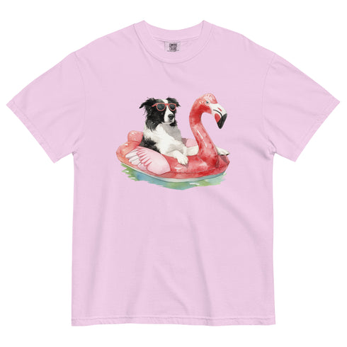 Border Collie Flamingo Float Dog Shirt