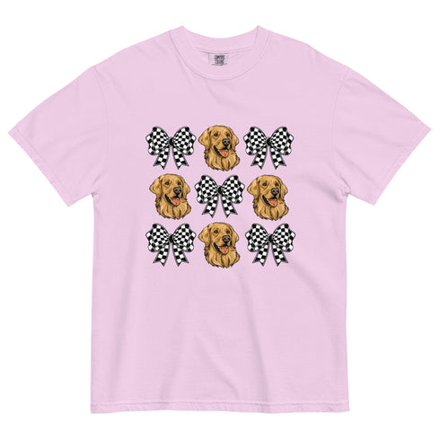 Checkered Bows & Golden Retriever Shirt