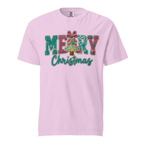 Faux Crochet Merry Christmas Comfort Colors Shirt