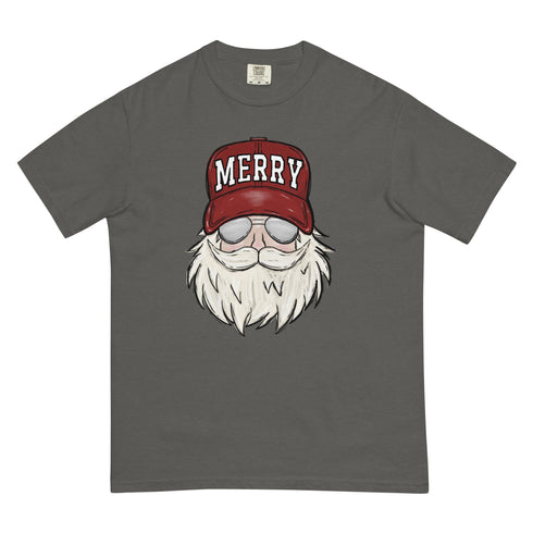 Santa Claus Merry Trucker Hat Comfort Colors Shirt