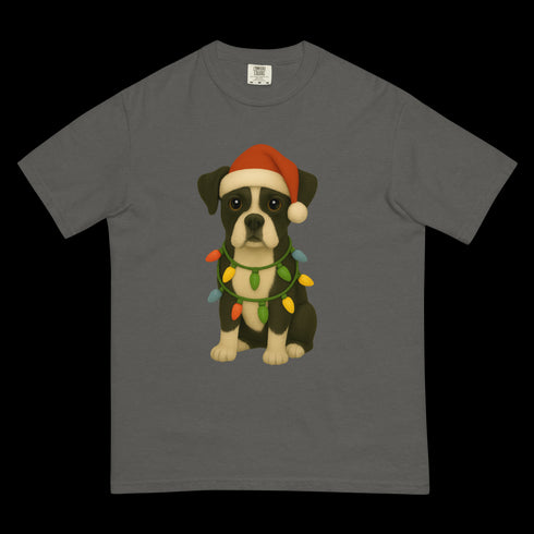 Christmas Dog Black and White Boxer Comfort Colors Shirt