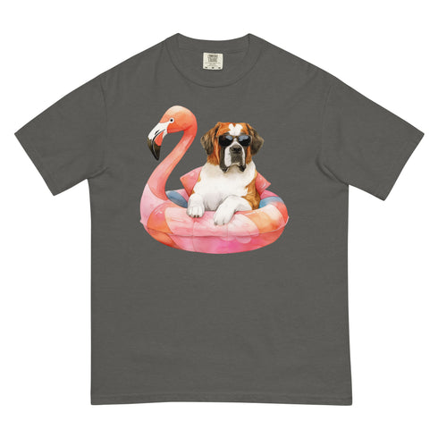 St. Bernard Flamingo Float Dog Shirt