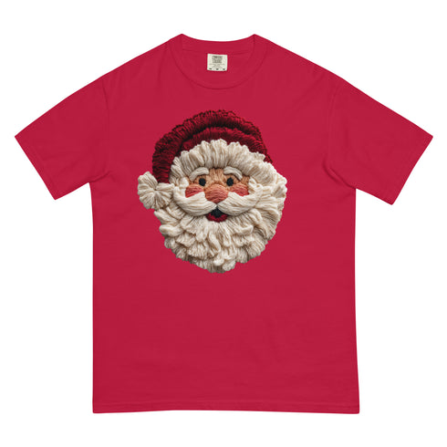 Faux Crochet Yarn Jolly Santa Comfort Colors Shirt
