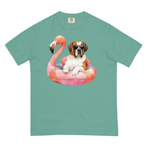 St. Bernard Flamingo Float Dog Shirt