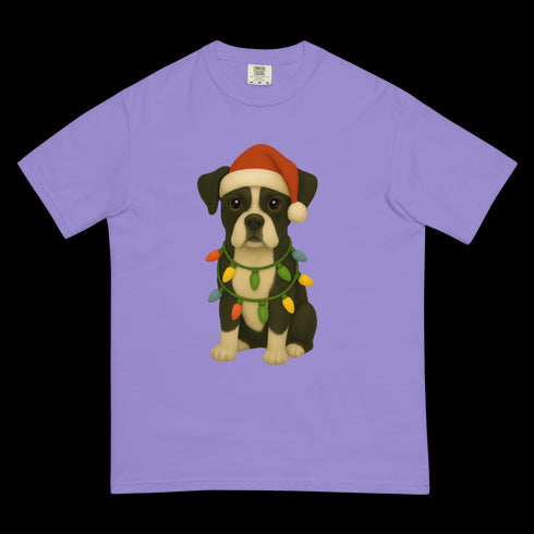 Christmas Dog Black and White Boxer Comfort Colors Shirt