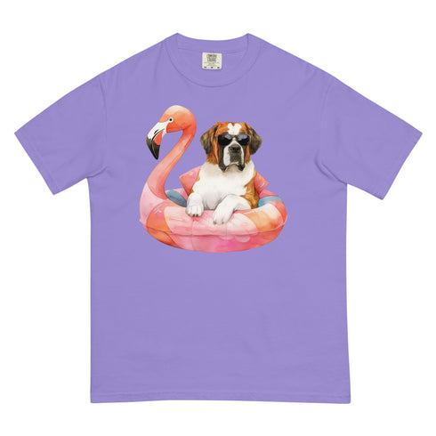 St. Bernard Flamingo Float Dog Shirt