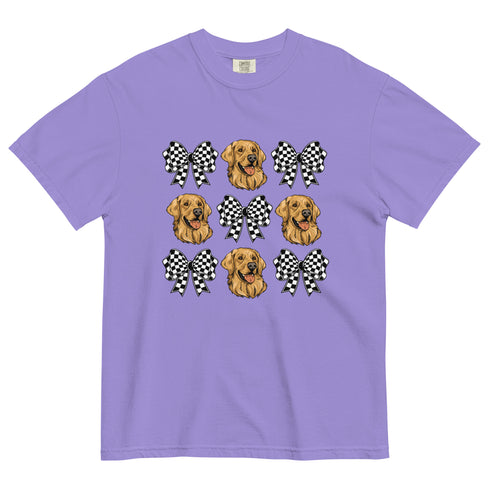 Checkered Bows & Golden Retriever Shirt