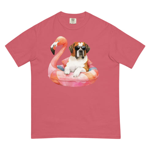 St. Bernard Flamingo Float Dog Shirt
