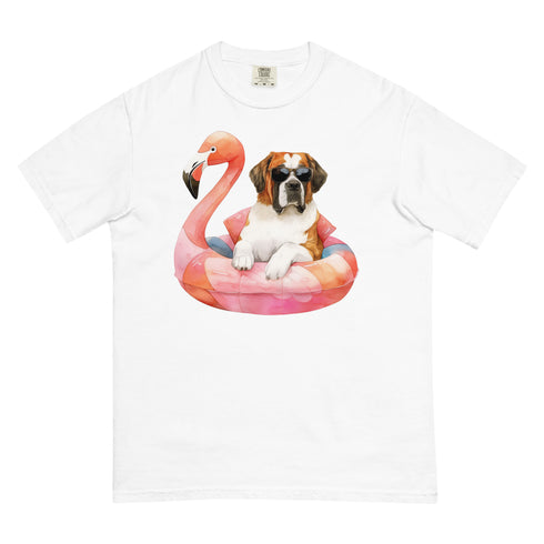 St. Bernard Flamingo Float Dog Shirt
