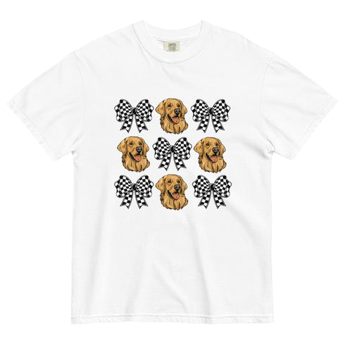 Checkered Bows & Golden Retriever Shirt