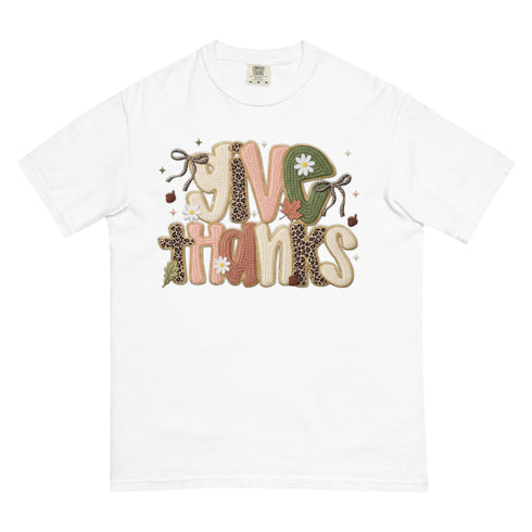 Faux Crochet Give Thanks Comfort Colors Shirt