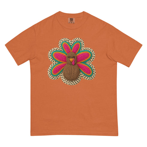 Faux Crochet Thanksgiving Turkey Comfort Colors Shirt