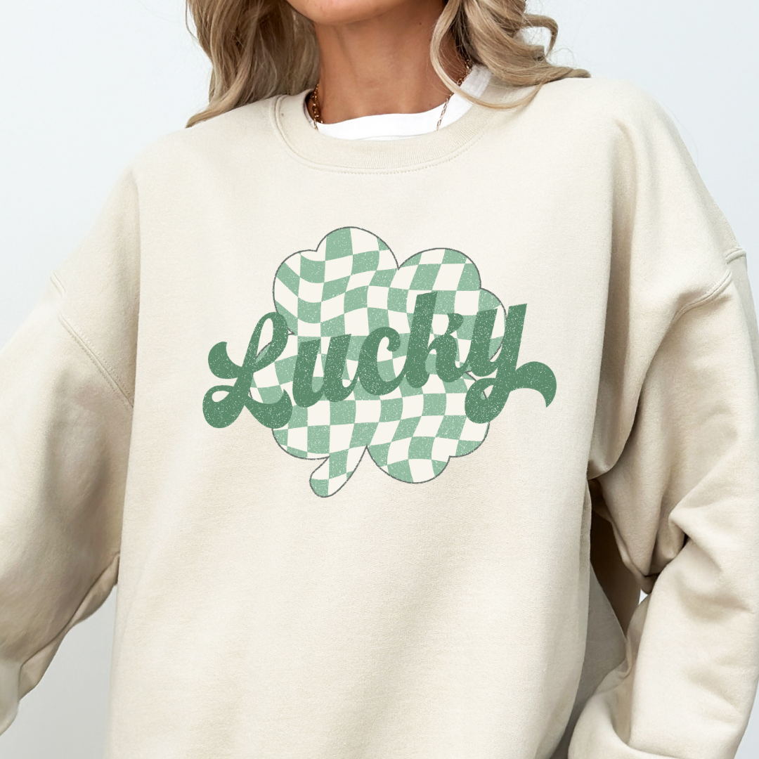 White St. Patrick Day Shirt Lucky Chenille Glitter Patched Graphic T S –  KesleyBoutique
