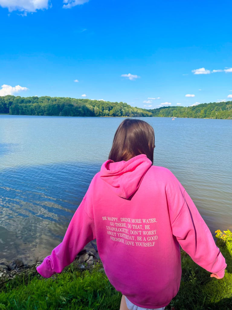 Love The Lake Pink Hoodie